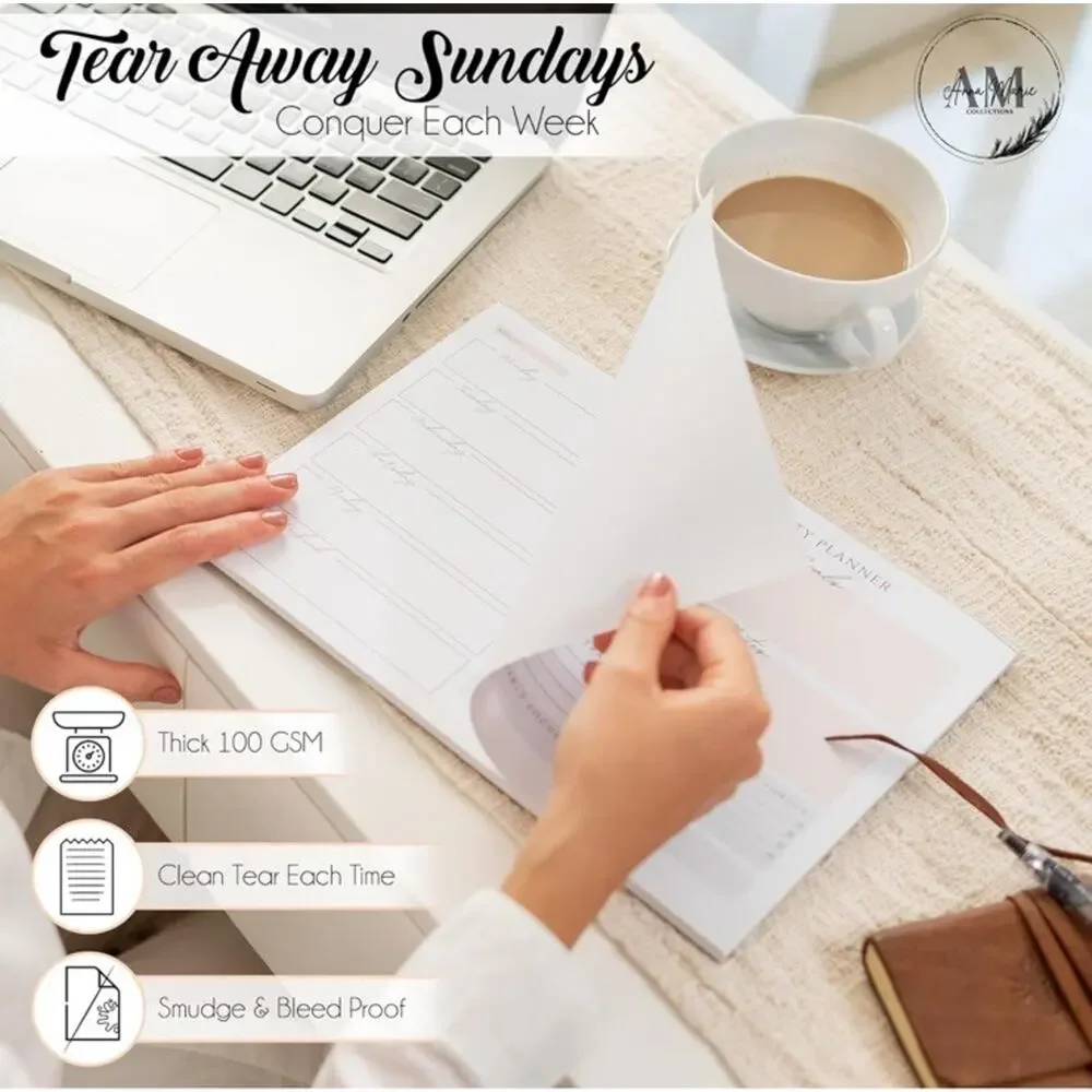 Anna Marie Weekly Planner Notepad - 52 Undated Tear-Off Sheets, Daily To Do List